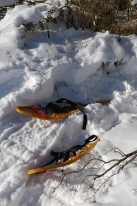 Old fashioned style wooden snowshoes.