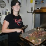 Becca Burke prepares jus for Rare's steaks.